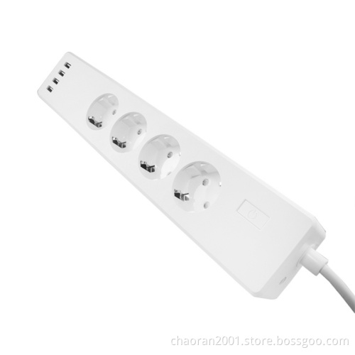 Eu Power Strip Power Extensions Strip Smart 4 Outlet Power Strip European Surge Protector TUYA